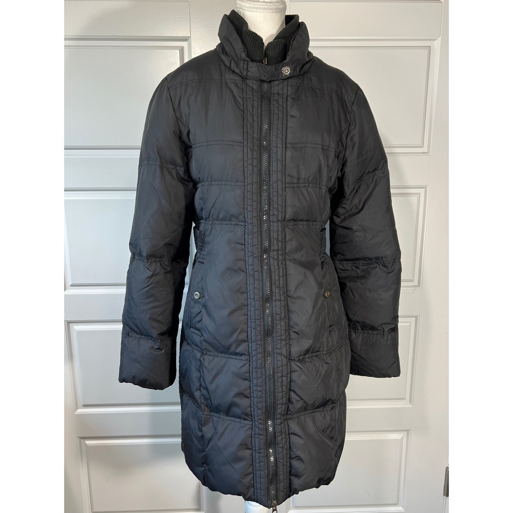 Larry Levine Womens Black Down Feather Puffer Coat Winter Warm Outerwear